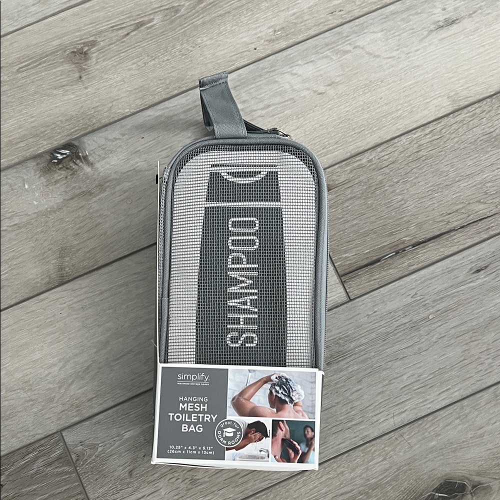 Gray Hanging Mesh Toiletry Bag